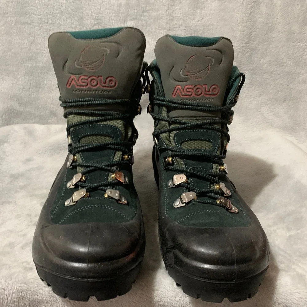 Asolo Globaline Meridian Mens Hiking Boots Green Suede 10.5 Vintage Gorpcore